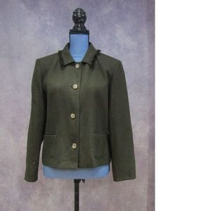 Harve' Benard Green Herringbone Fringe Blazer 12